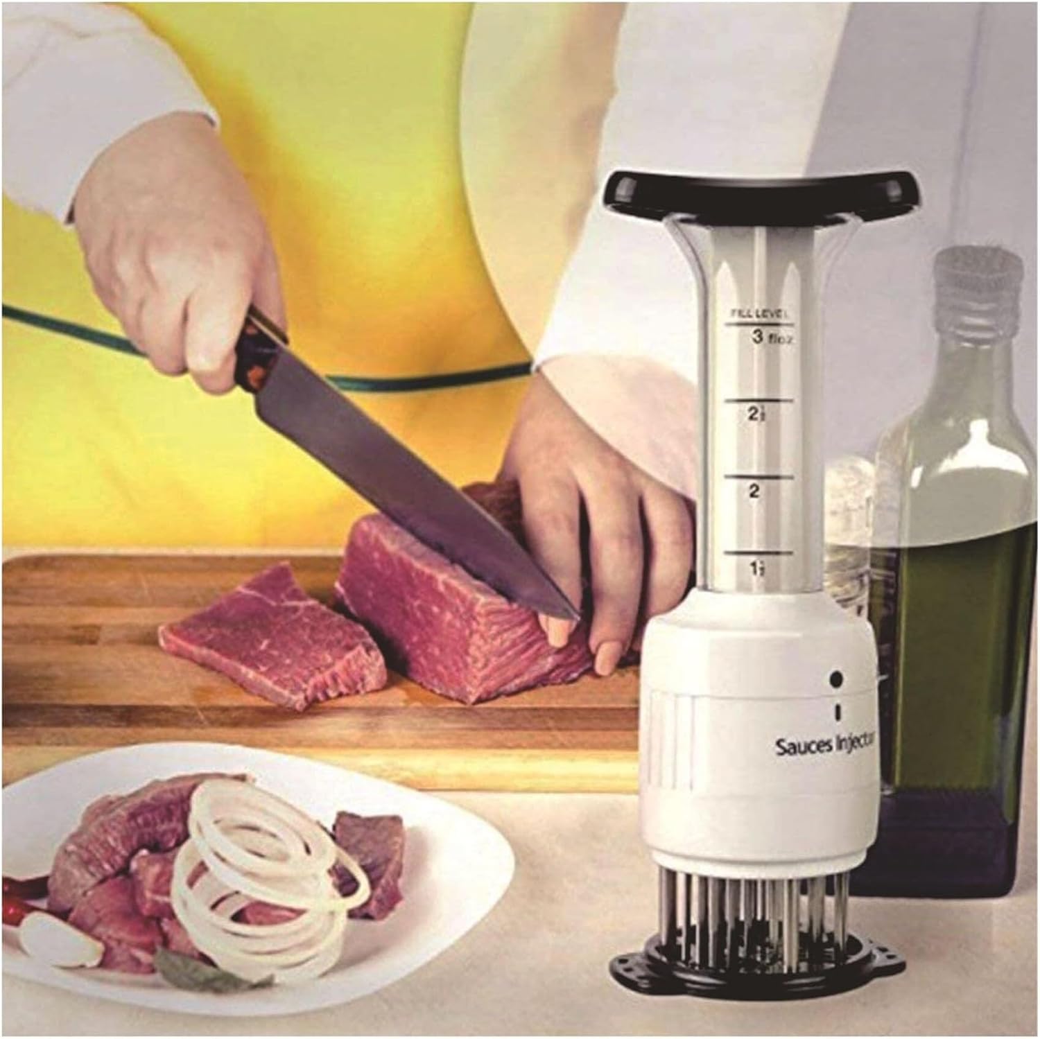 2-in-1 Meat Tenderizer with Marinade Injector,Fast & Even Marinade Injection for Juicy,Boost Cooking Efficiency, Perfect for BBQ(2 Pcs)