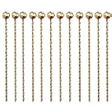 12PCS Metal Cocktail Picks, Stainless Steel Cocktail Picks for Drinks, Reusable Olive Stuffers Martini Pick set Fruit Toothpick Garnish Skewers Appetizer Stick for Bar (12 Threads G)
