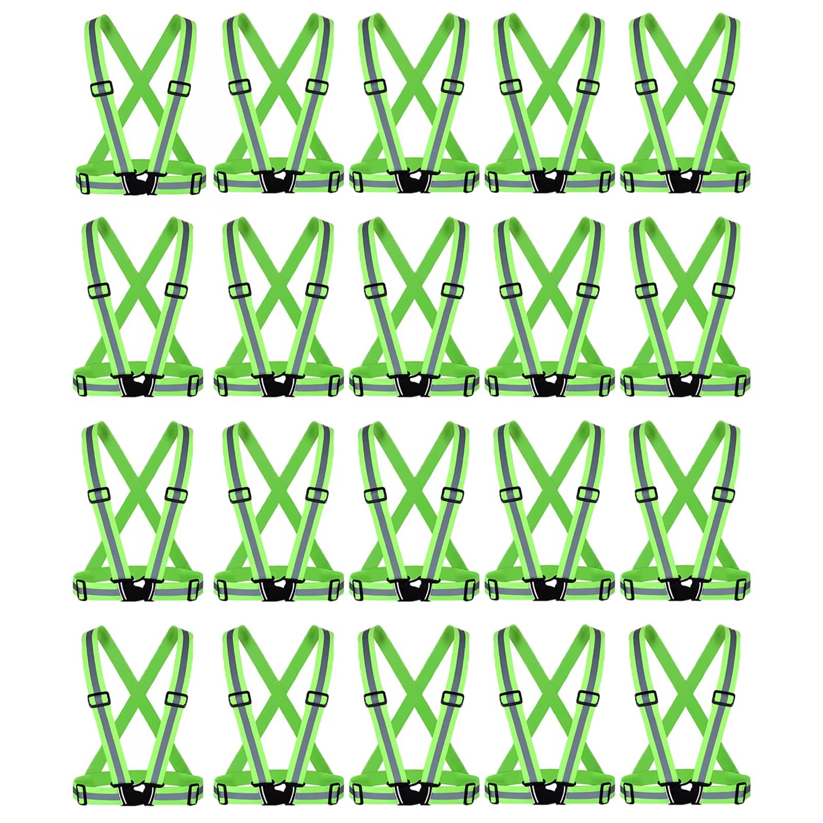 Gilet di sicurezza Gilet di sicurezza regolabile ad alta visibilità, gilet di sicurezza, per ciclismo notturno, escursionismo, jogging, passeggiate con il cane ( Color : Chartreuse , Size : 20pcs )