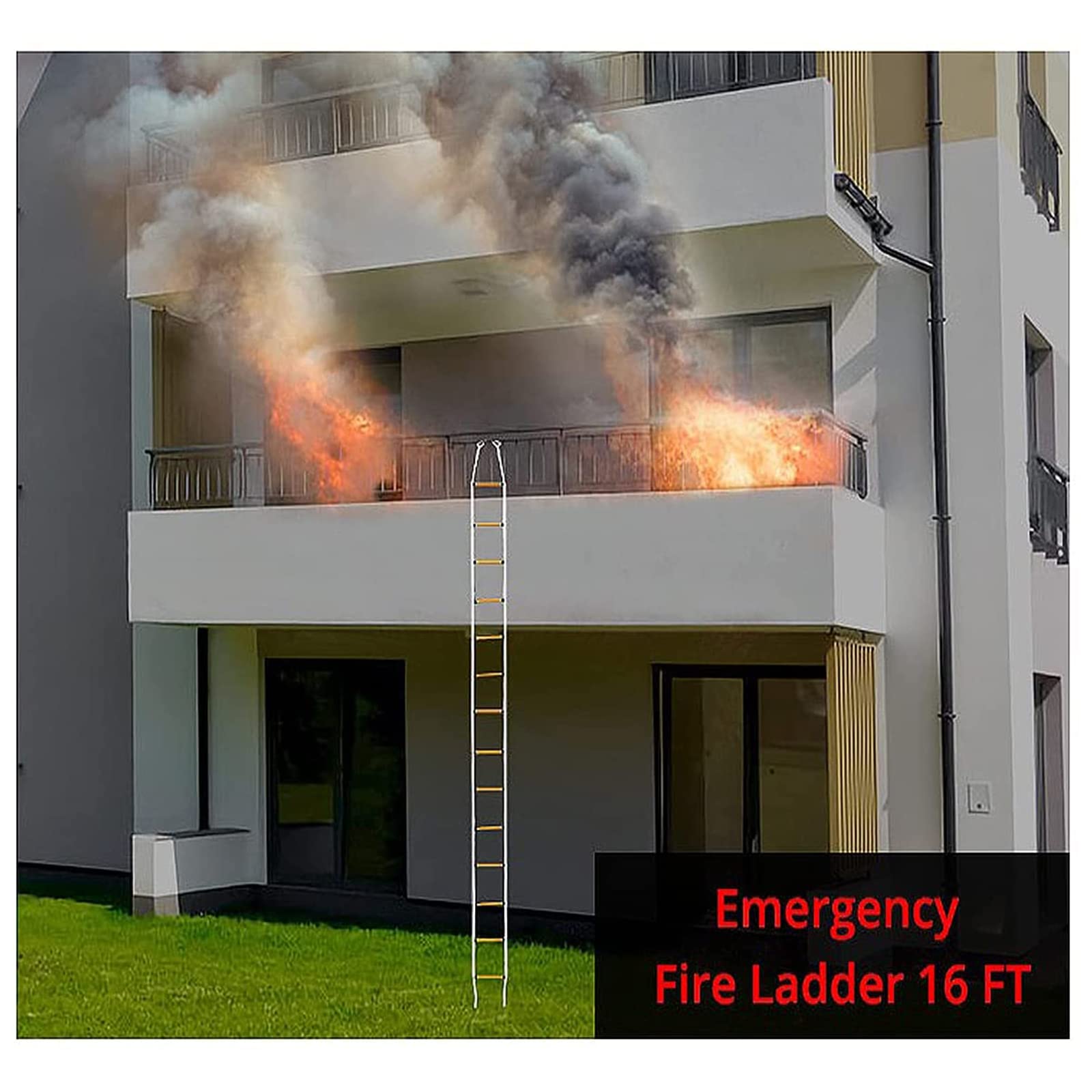Sicherheitsleiter, Rettungsleiter, Feuer-Flucht-Strickleiter, Not-Sicherheits-Strickleiter, Schwer Entflammbar, Weich, Rutschfest/20M