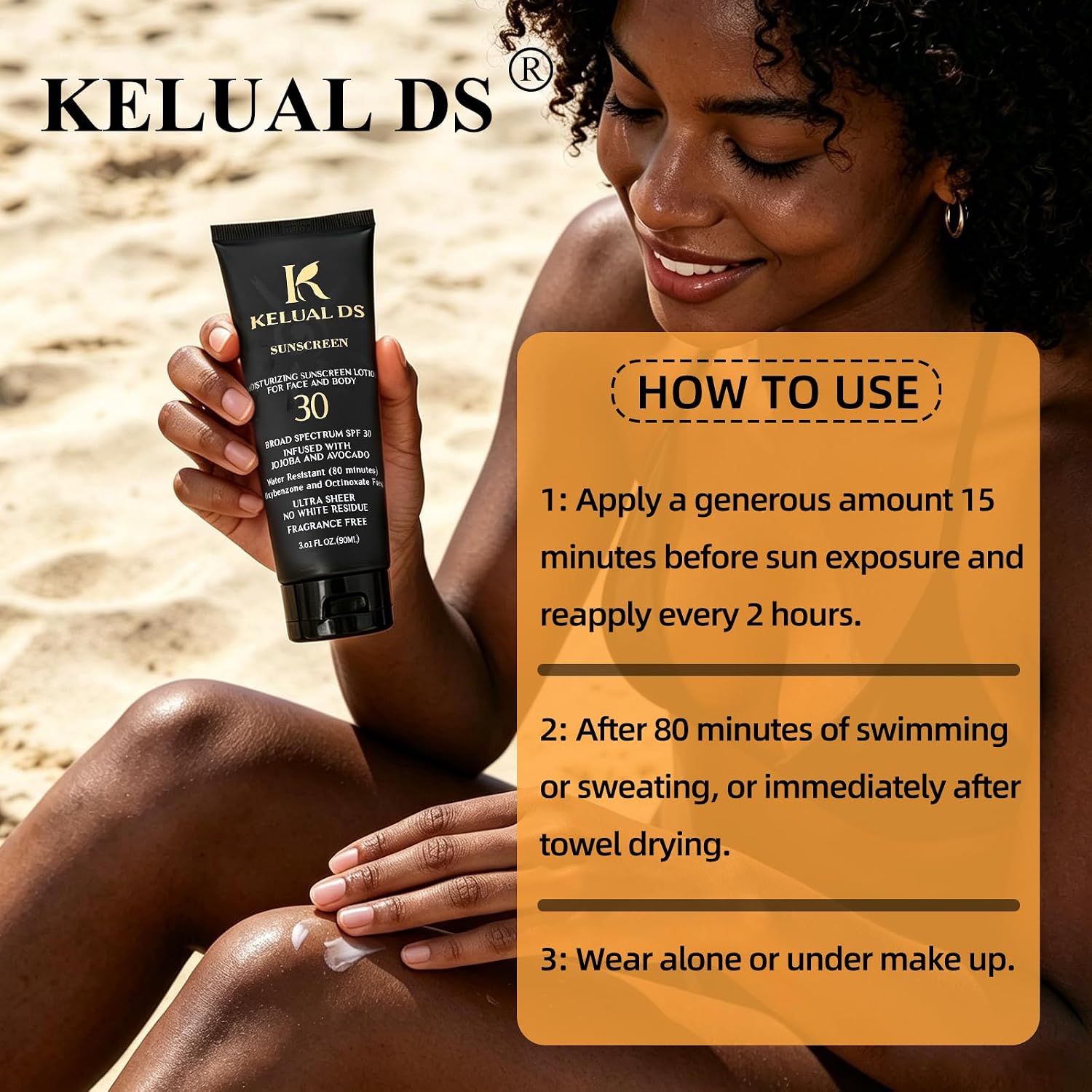 Black People Sunscreen SPF 30 Infused with Natural Ingredients and Formulated for Women of Color,No Synthetic Fragrance and Cruelty Free,Moisturizing Sun Protection,SPF 30-3.01 FL OZ/90ML