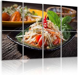 8 Pack Art Acoustic Panels Self Adhesive som tum thai cuisine pictures royalty free photos 32"x48" Decorative Acoustic Panels Sound Absorbing Wall Art for Studios Office Theaters