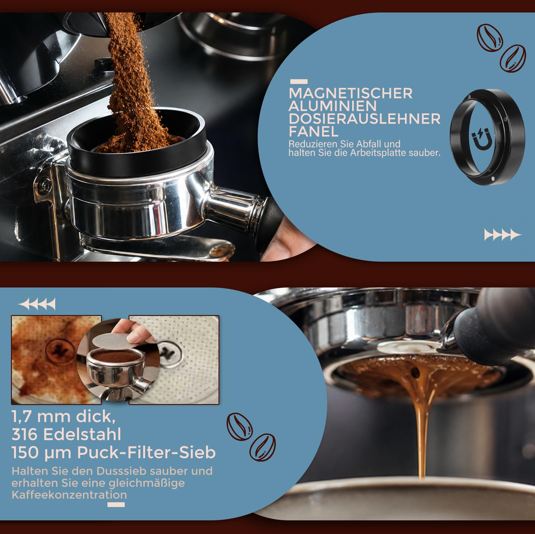 Espresso Tamper Set mit Tamperstation für Barista Kaffee