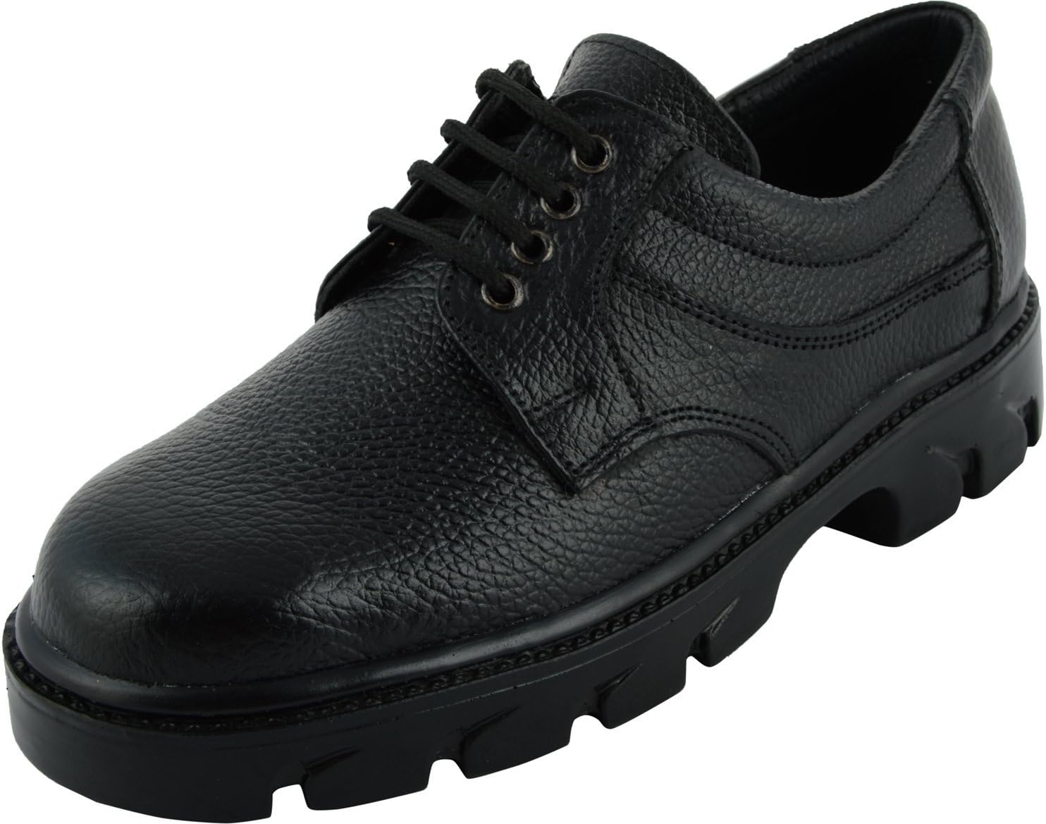 CHAMOIS Men's Black Leather Safety Shoes - 11 UK