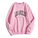 Women's New York Sweatshirt Oversized Los Angeles California Crewneck Long Sleeve Casual Loose Pullover Tops