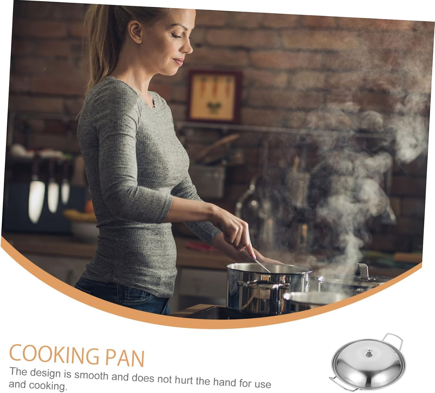 Hemoton 1 Set Pot Stove Pot with Lid stainless steel stockpot wok pan stainless steel egg pan woks frying sauce oven with lid kitchen supply dish Anti-spill