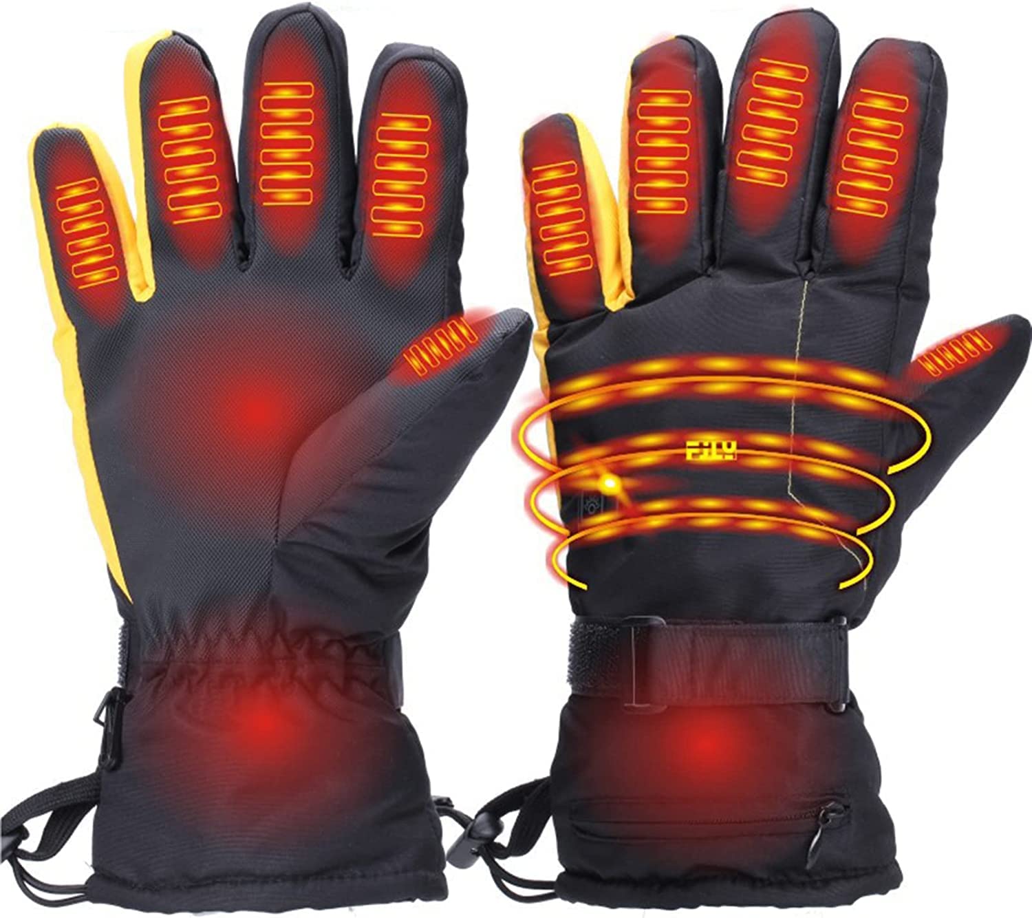 CHEWYNP Guanti per Bici Elettriche Guanti Riscaldati Elettrici per Uomo Donna con 3 Livelli di Riscaldamento Guanti Riscaldati Touchscreen Impermeabili Guanti da Sci Snowboard （Senza Batte