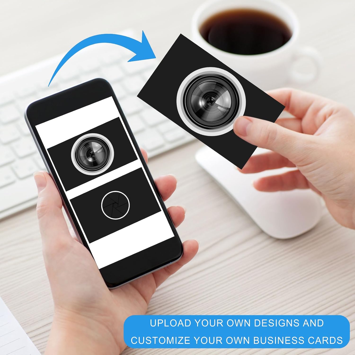 Custom Business Cards Customized with Logo 1000 500 200 100 Personalized Business Cards Customizable with Photo for Small Business Printable Waterproof Double-Sided 3.5" x 2"-Custom 1000PCS