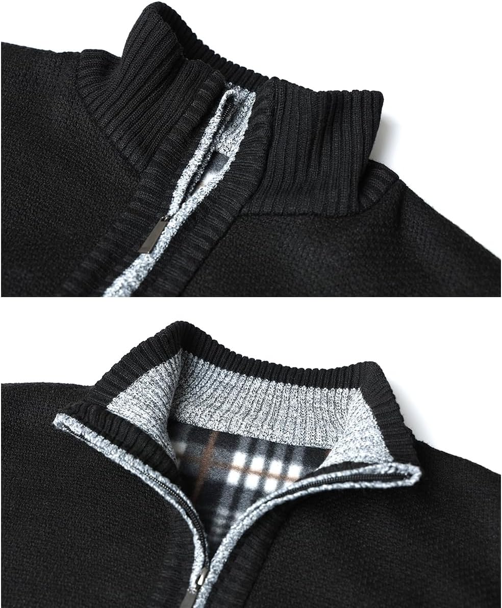 Men's Cardigan Sweaters Full Zip Stand Collar Knitted Sweater Winter Casual Cardigans