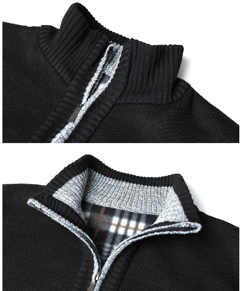 Cárdigan de Punto para Hombre Otoño Invierno Cálido Chaleco de Algodón Casual suéter Grueso con Cremallera