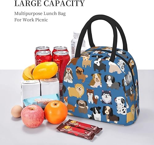 Miniatura 5 de Fiokroo Bolsa de almuerzo aislada con aislamiento para cachorros y perros, lonchera reutilizable para escuela, trabajo, universidad, viajes al aire