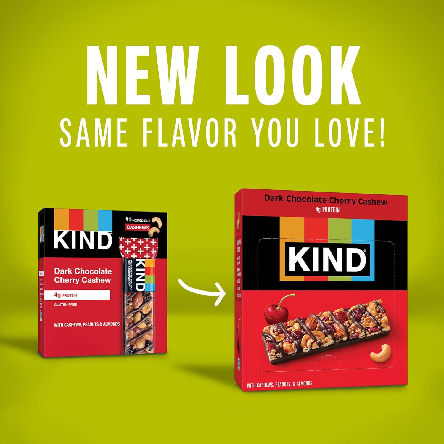 KIND Nut Bars, Dark Chocolate Cherry Cashew, 1.4 Ounce, 60 Count, Gluten Free, Low Glycemic Index, 4g Protein