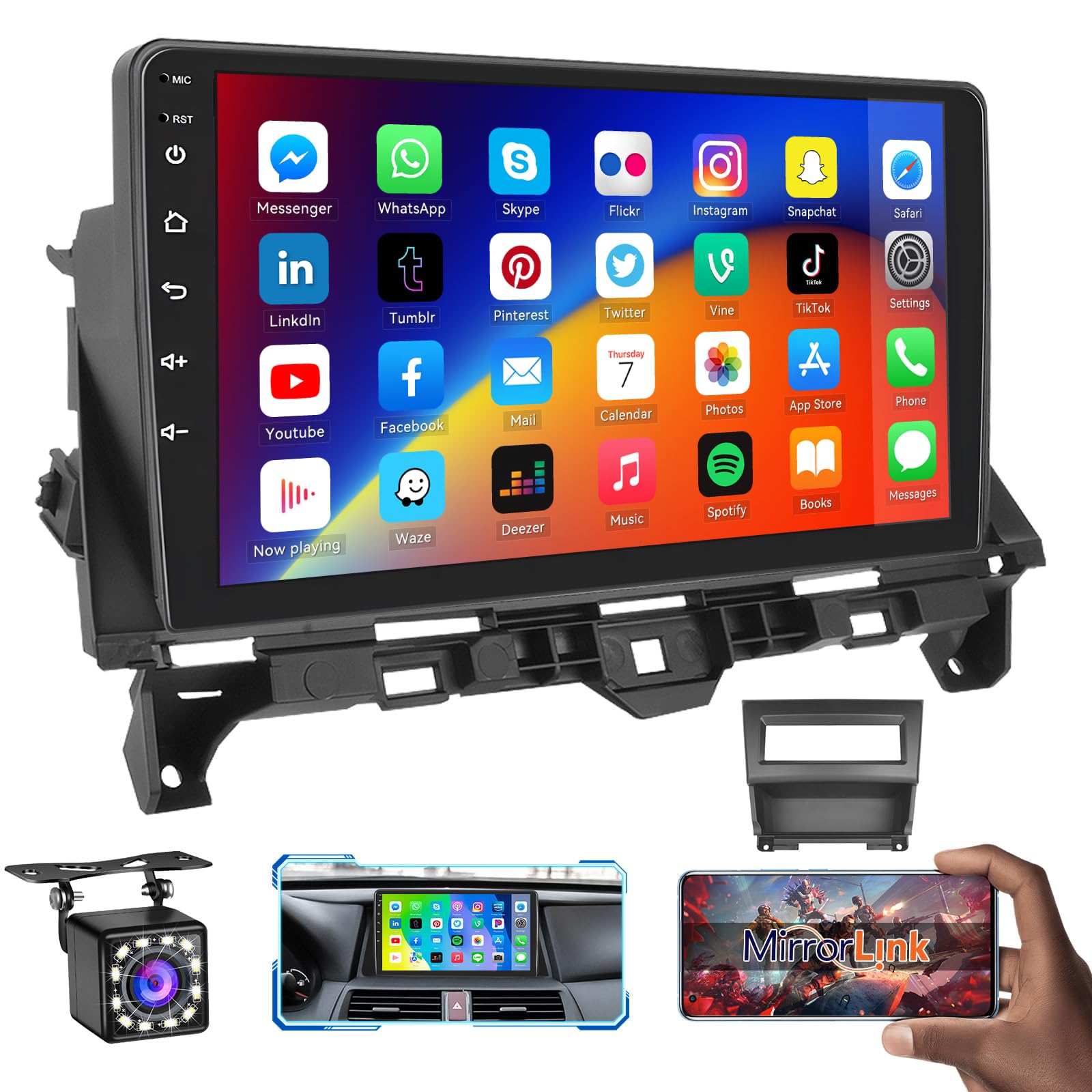 for Honda Accord 8th 2008-2013 Radio, 1+32G Android Car Stereo, 10.1 Inch Touchscreen Car Radio Bluetooth WiFi GPS Navigation FM RDS Mirror Link SWC