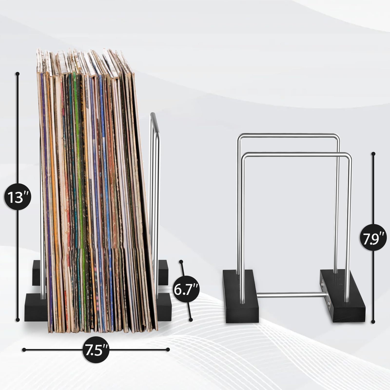 Woodoulogy Soporte de almacenamiento de discos de vinilo para 35 LP individuales (marrón)