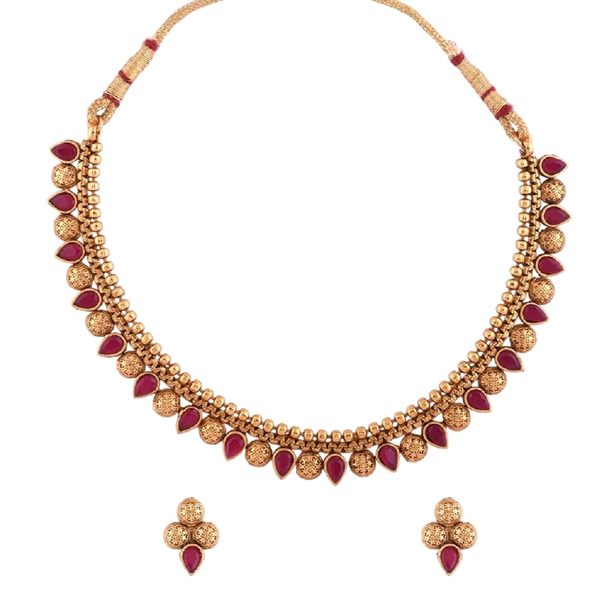 Thrillz Jewellery Set For Women Gold Plated Temple Traditional Earrings