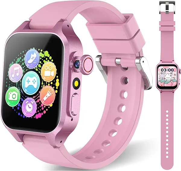 Smart Game Watch for Kids with 32 Games, Telescopic Camera, Pedometer, Alarm, Video, Music, Auidobook, Learn Card, Parental Control, Kids Wrist Watch for Ages 4-12 Girls Boys Chrismars Birthday Gifts