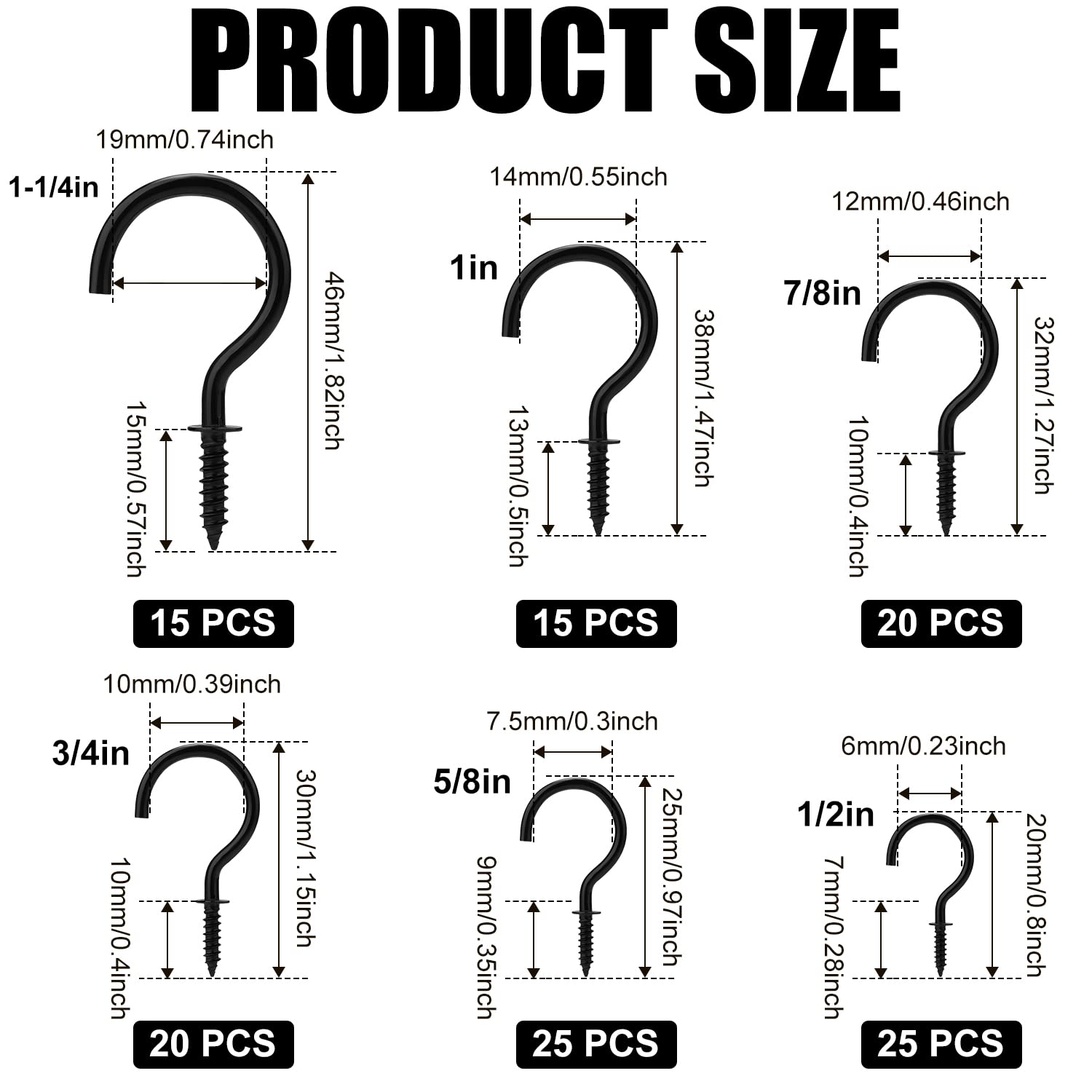 HELIFOUNER 120-Piece Cup Screw Hooks – 5/8 Inch, Bronze, For Hanging Mugs, Plants, Lights & More