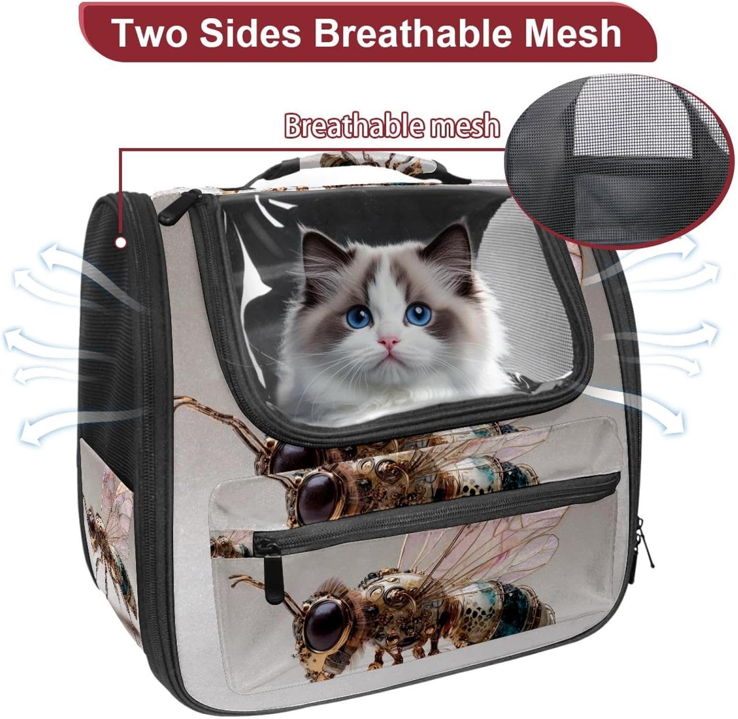 Bee (18) Pet Carrier Airline Approved Soft Sided Portable Cozy Travel Pet Bag, Car Seat Safe Carrier for Cats and Dogs