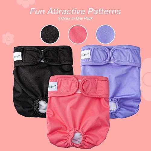 Miniatura 79 de Pet Soft Washable Female Diapers (3 Pack) Female Dog Diapers, Comfort Reusable Doggy Diaper for Girl Dog in Period Heat (Sprightly, XS)