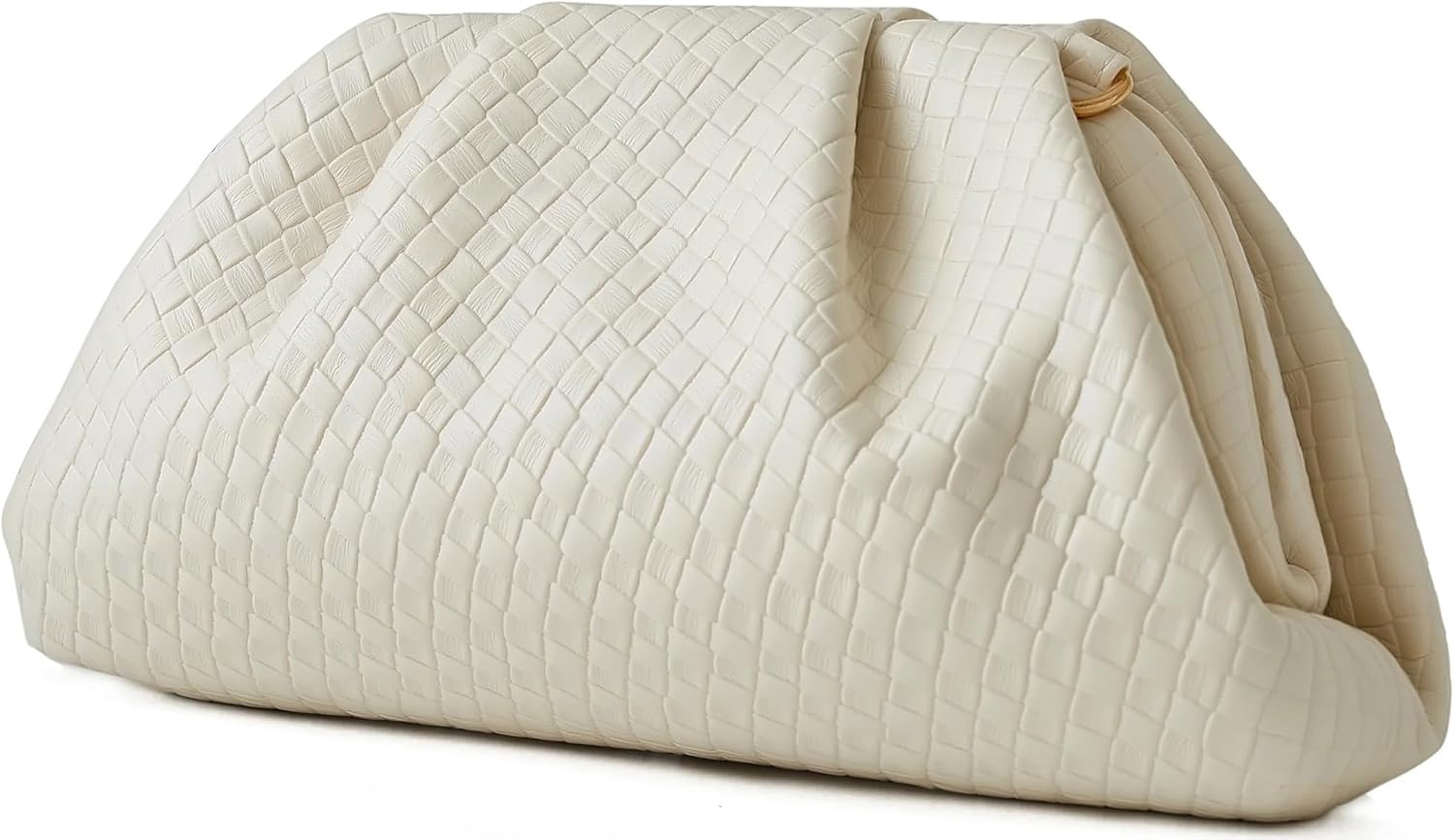 ChrisWish Women's Woven Evening Bag Ruched Dumpling Clutch Purse Detachable Chain Crossbody Bag - Image 2