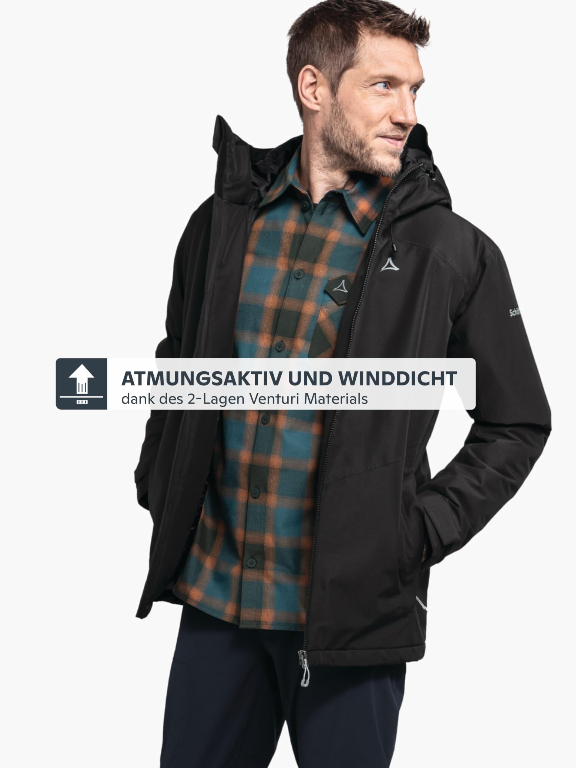 Schöffel Herren Ins Jacket Style Wildkar MNS, wetterfeste Outdoorjacke mit 2-Wege-Stretch, atmungsaktiver, wasserdichter Anorak mit verstellbarer Kapuze