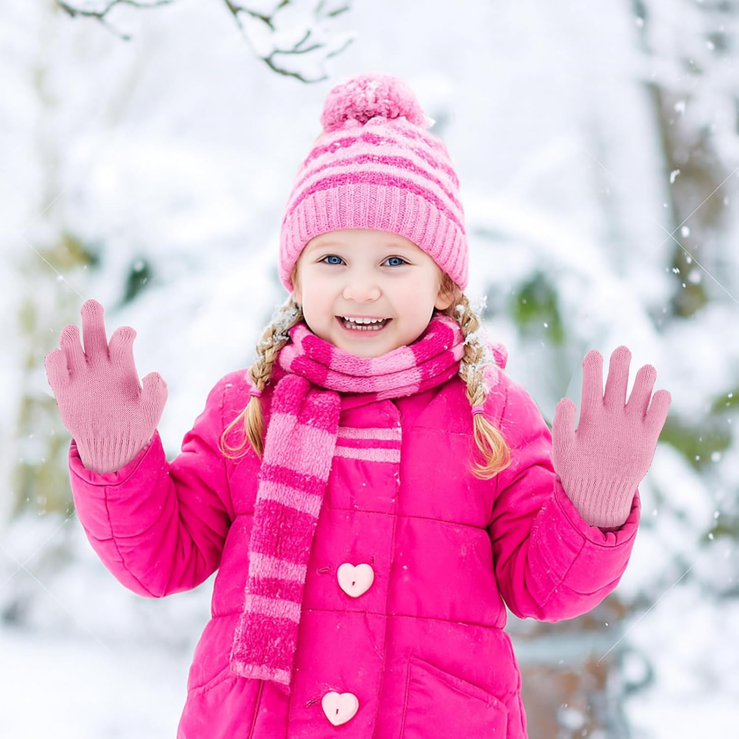 Neer 24 Pairs Kid's Gloves Winter Warm Stretchy Knitted Gloves Bulk Winter Finger Mittens for Boys Girls 7-12 Years - Image 4