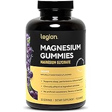 Legion Magnesium Glycinate Supplements - High Absorption Magnesium Supplement for Women & Men - Magnesium Mineral Supplements to Help Boost Athletic Performance - 30 Serving Grape Gummies