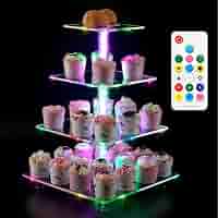 Présentoir à Cupcakes Lumineux Ulifeme - 5 étages LED Télécommande - Acrylique Pour Fêtes