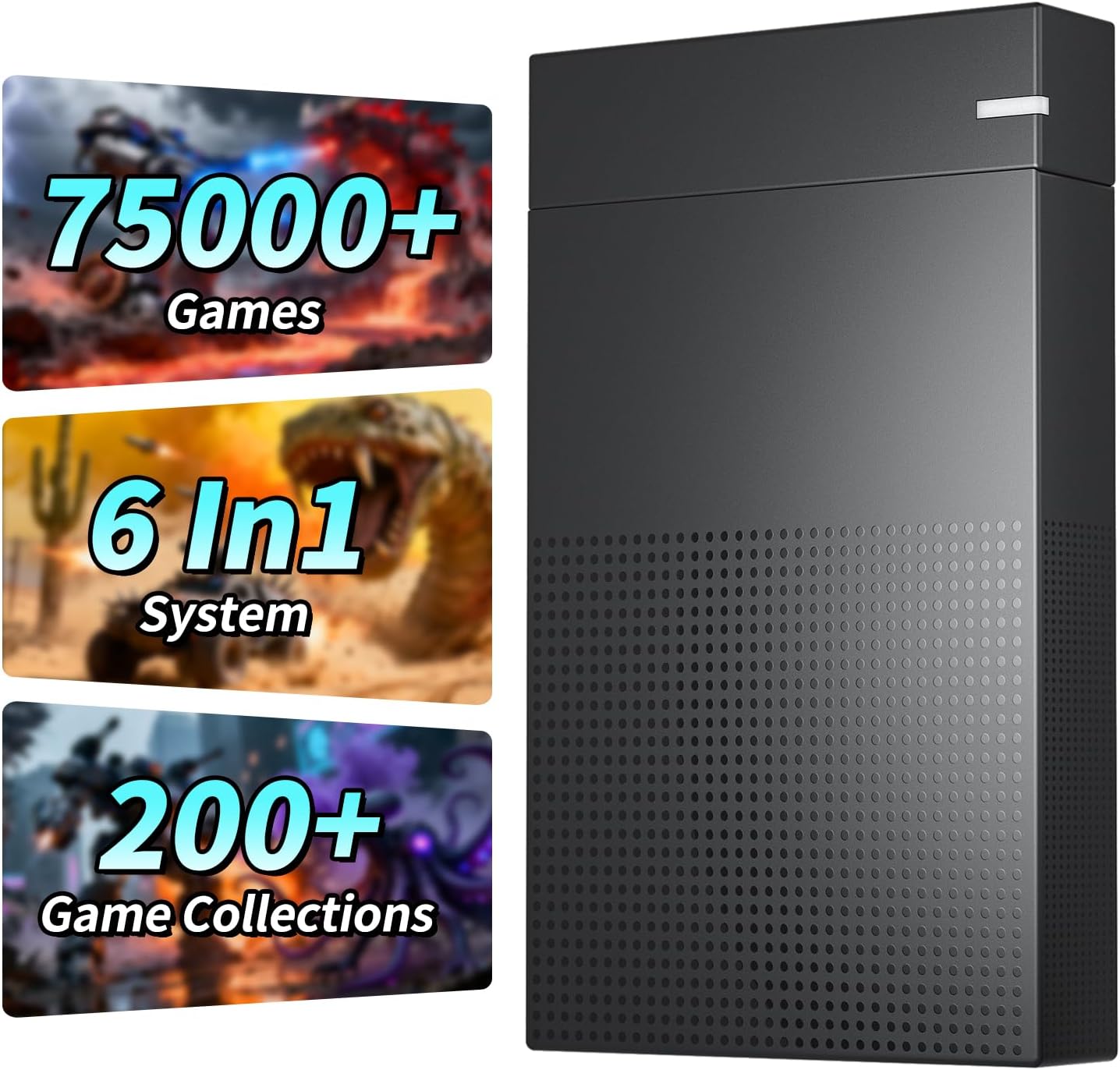 Kinhank 4TB Retro Game Hard Drive with 75000+ Games,6 In1System Retro Game Consoles， Compatible with 200+Emulators, Portable Game Hard Drive Disk Compatible with Win 7/8/10/11