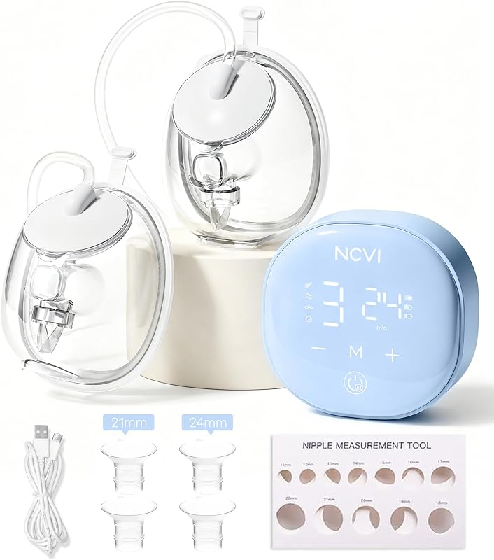 NCVI Extractor de leche portátil 2 en 1 manos libres para mamá en casa o para llevar | 4 modos, 9 niveles, succión de grado hospitalario, sin BPA, <45 dB, transporte portátil, antiflujo, bomba mientras se conduce o al aire libre
