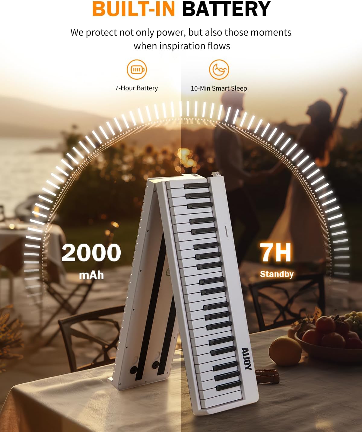 AiJoy 88-Key Portable Piano Keyboard, Folding Piano with USB-MIDI Connection, Long Battery Life for Beginner Learning & Travel