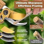 2Pack Ensemble de feuilles de taille de jardin : Ultra Écarlate SK5 Feuilles de jardinage de lames & Ciseaux de jardin de précision, Poignée ergonomique en noyer de bois,Parfait pour plante,Bonsai,Shrub,floral,Branche