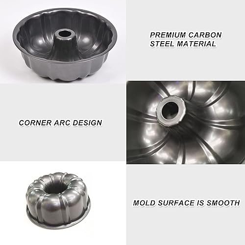 Miniatura 3 de Molde para tartas, moldes de tubo acanalado de 10 pulgadas para hornear, utensilios antiadherentes para hornear bávaros, brownie, gelatina, flan,