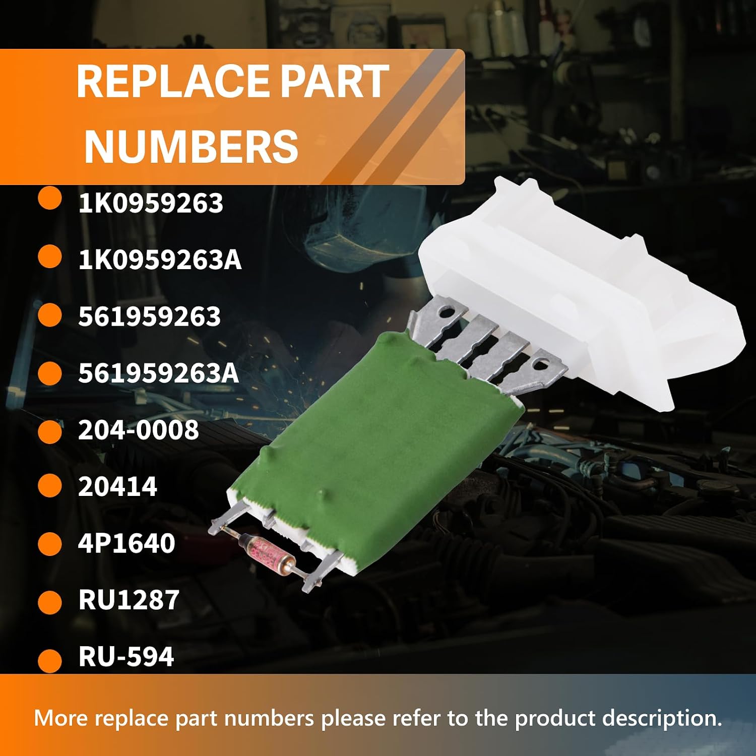 Blower Motor Resistor Compatible with Volkswagen 1K0959263A Tiguan Beetle CC EOS Golf GTI Jetta Passat Rabbit R32 Replaces 1K0959263A RU594