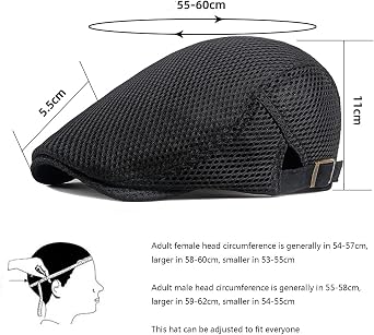 Men Breathable Mesh Summer Hat Newsboy Beret Flat Cap