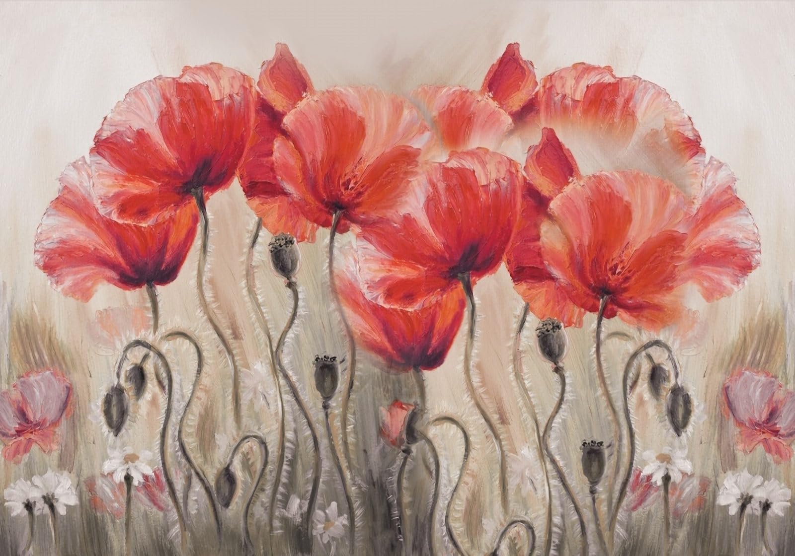 Poster geant mural fleurs orange papier peint intisse de prestige 430x300cm