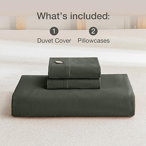 Miniatura 8 de JELLYMONI - Funda de edredón, 100 % algodón lavado con textura similar al lino, juego de ropa de cama suave y transpirable, 3 piezas con cierre de