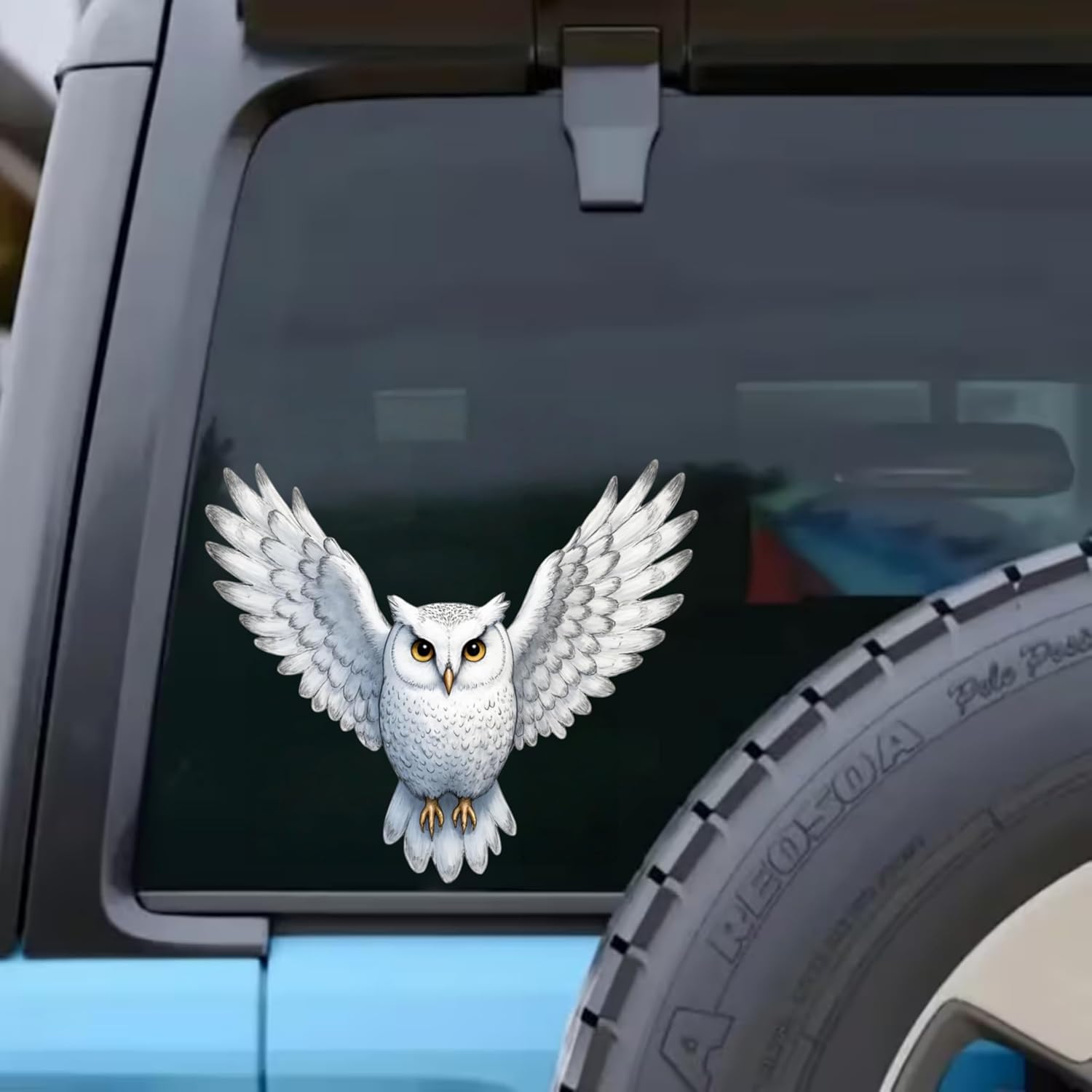White Owl Car Stickers with Spread Wings – 5.5 Inch Waterproof Vinyl Car Decals Removable Bumper Stickers for Vehicles Motorcycles Laptops Suitcases Refrigerators Walls Doors Glossy Finish 2 Pack image 2