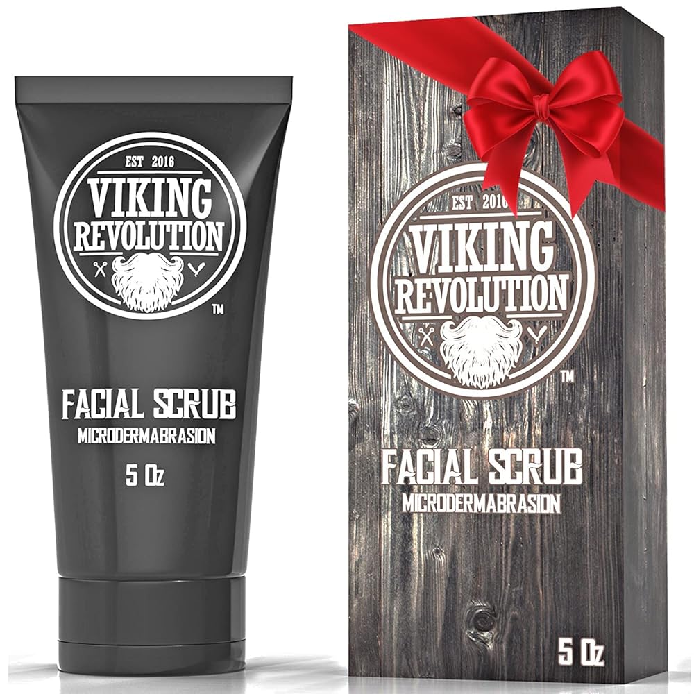 Viking Revolution Microdermabrasion Face Scrub for Men - Facial Cleanser for Skin Exfoliating, Deep Cleansing, Removing Blackheads, Acne, Ingrown Hairs - Men\'s Face Scrub for Pre-Shave (1 Pack)