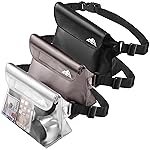HEETA 3-Pack Waterproof Pouch with Waist Strap, Screen Touchable Dry Bag with Adjustable Belt for Phone Valuables for Kayaking Swimming Snorkeling Boating Fishing Surfing Beach (Black, Grey & White)
