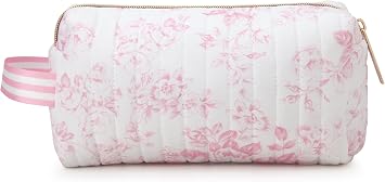 Laura Ashley Quilted Pencil Case Pouch with Zipper for Pens & Markers | Roomy Compartments Keep Supplies Sorted, Soft Padded Finish Doubles as a Travel, Cosmetic or Makeup Bag
