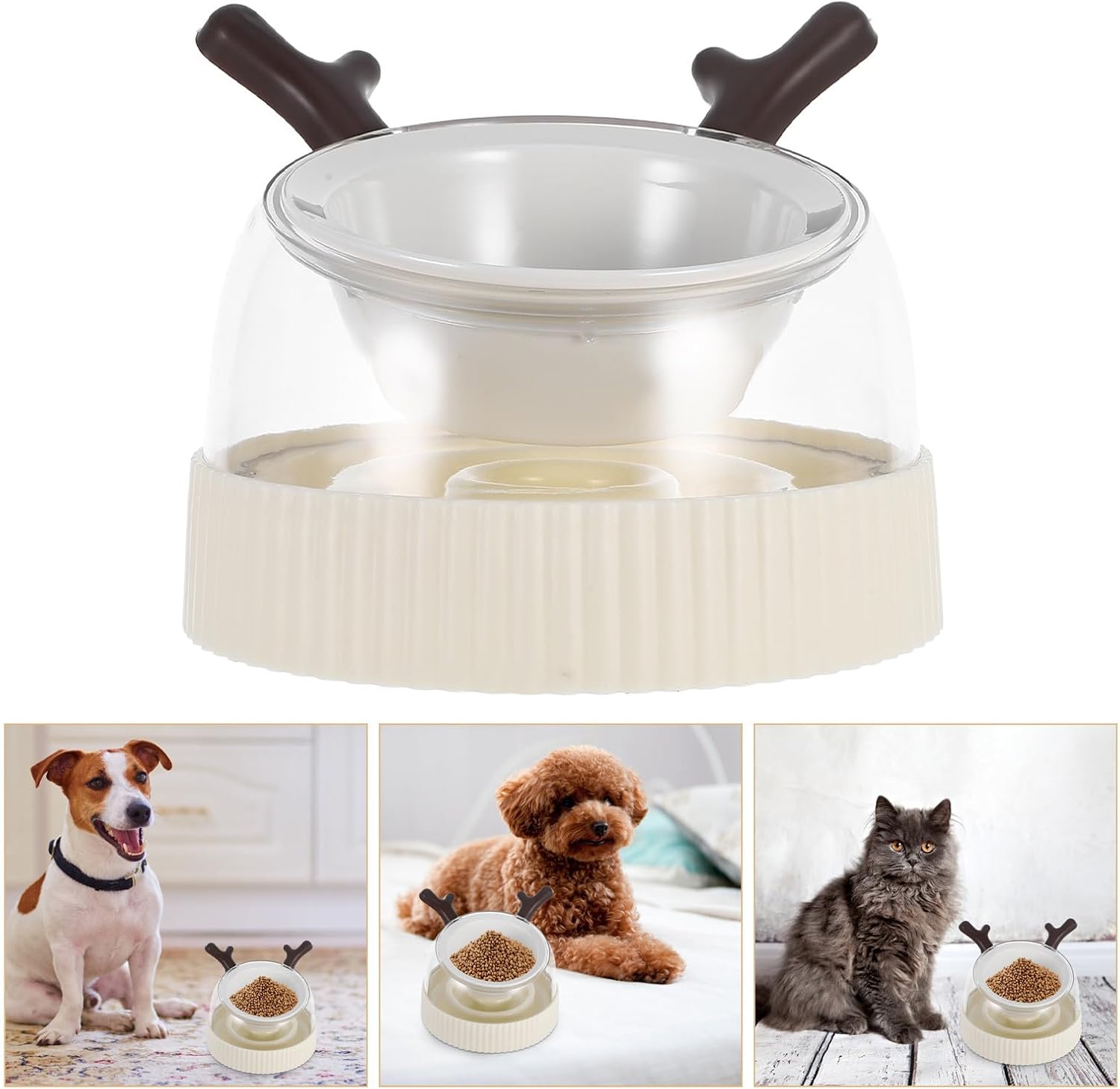 HEMOTON Ceramic Elevated Slow Feeder Bowl for Cats and Dogs Non Slip Pet Feeding Dish Puzzle Feeding Plate for Small Pets Travel Use