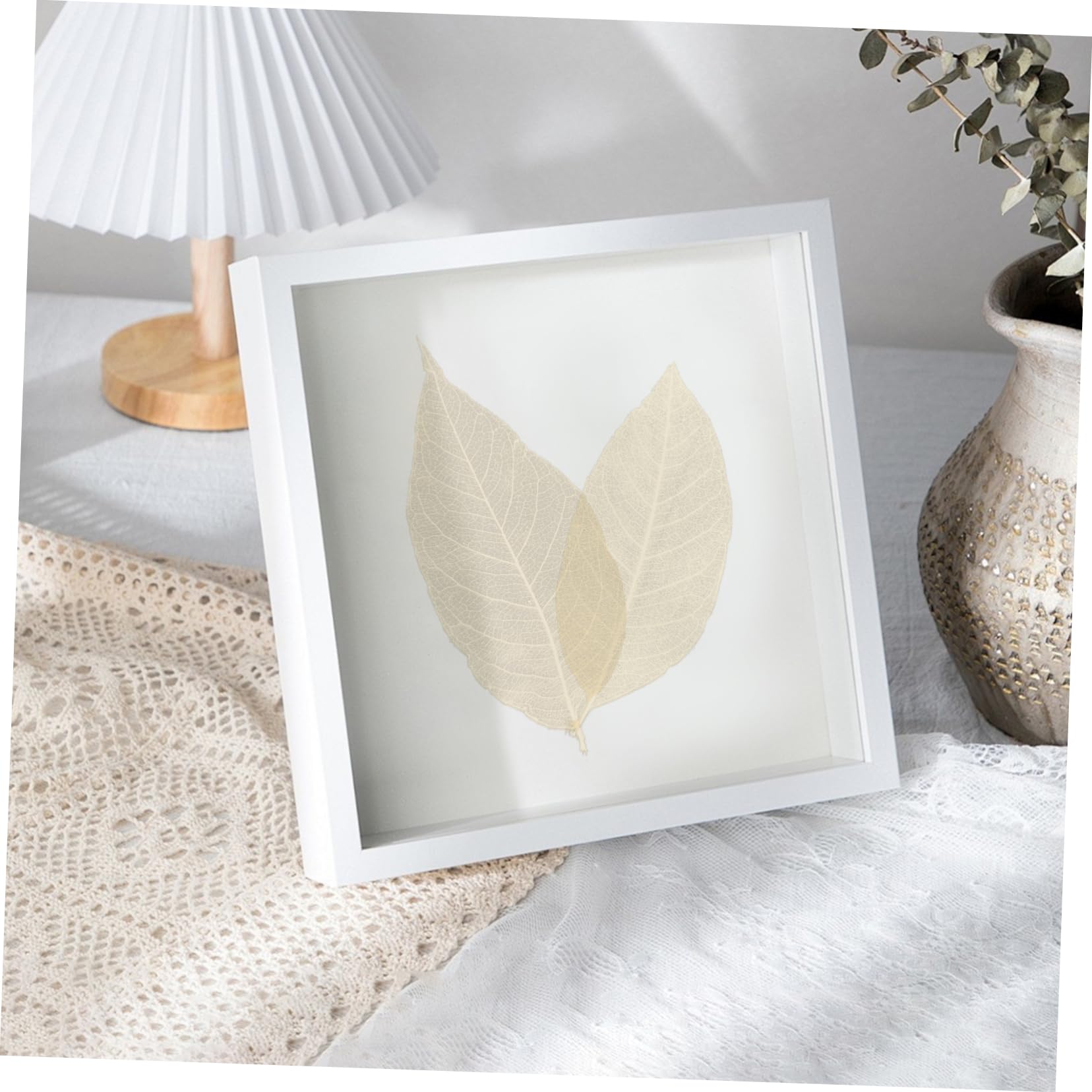 Spécimen de Feuilles Séchées Naturelles 100 Pcs, Blanc | Matériaux de Bricolage Faits Main, Feuilles Blanches Résistantes, pour Création Artistique et Fêtes