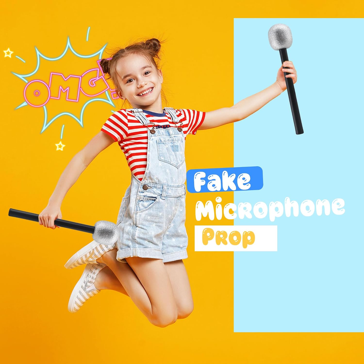 12 Pcs Glitter Microphone Props 27 x 7 cm Silver Pink Fake Microphones for Stage Performance Halloween Cosplay Party Photo Booth Props​ image 3