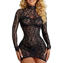 Sexy Womens Lingerie Dress Fishnet Bodycon Stripper Outfit Hollow Out Mesh Chemise Babydoll Bodycon Beach Cover Up
