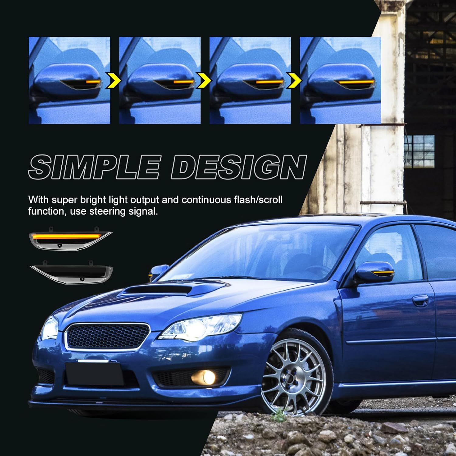 [2pcs] LED Side Mirror Sequential Turn Signal Lights for Subaru Forester Legacy Outback 2003-2008,Tribeca B9 2006 Assemely-Smoked Lens