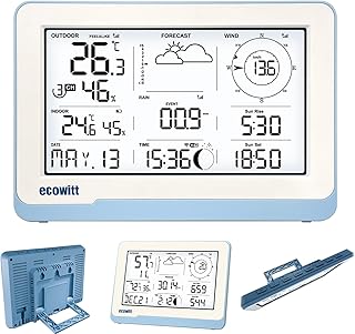ECOWITT Console WS3800_C for Weather Station 7.5" Wireless LCD Display, Built-in 3-in-1 Indoor Sensors, Combines with WS6...