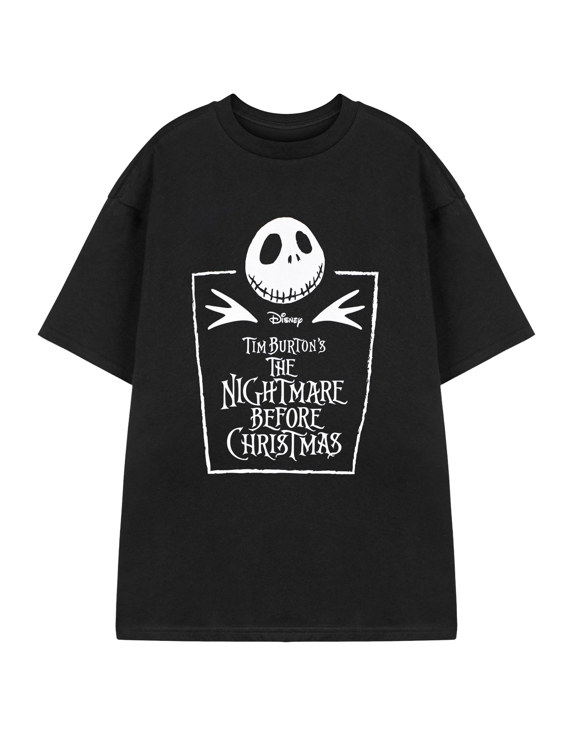 Disney The Nightmare Before Christmas Kids Black Coffin Graphic Tee | Short Sleeve T-Shirt for Children | Jack Skellington & Sally Print | Tim Burton Movie Merchandise | Halloween Apparel Gift