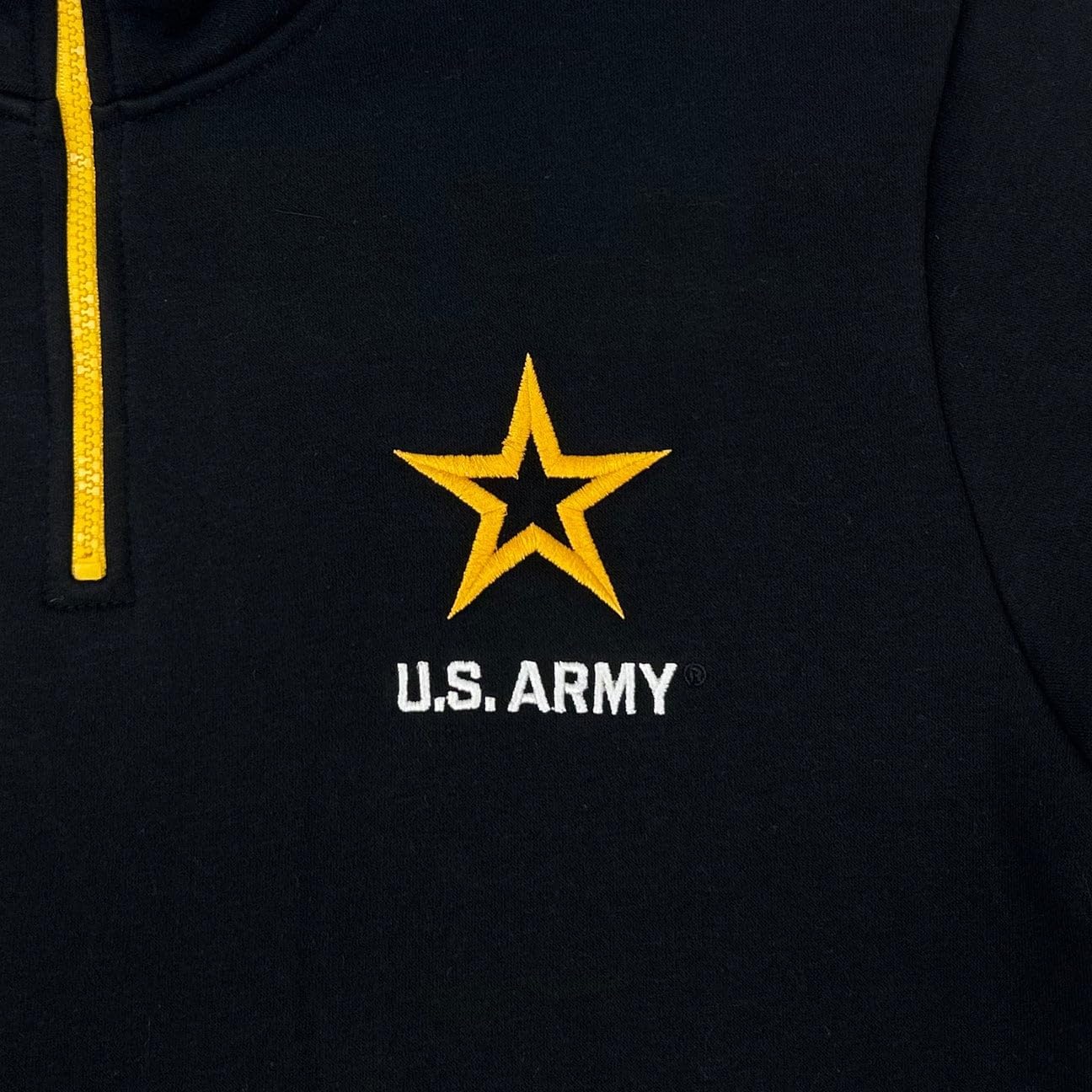 Armed Forces Gear US Army Star Tackle Twill Embroidered Fleece Quarter Zip (Black)
