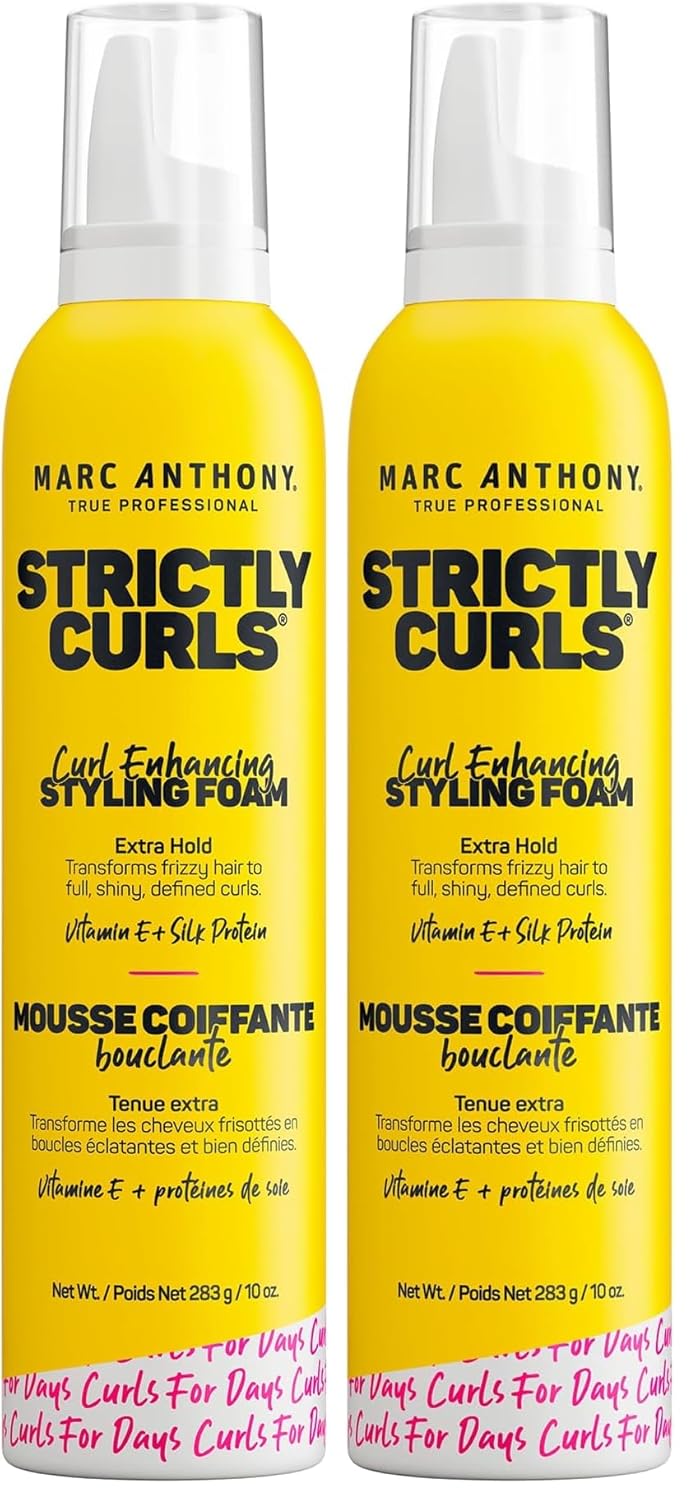 Marc Anthony Curl Enhancing Styling Foam, Extra Hold | Vitamin E & Silk Proteins | Anti-Frizz | Mousse | Pack of 2